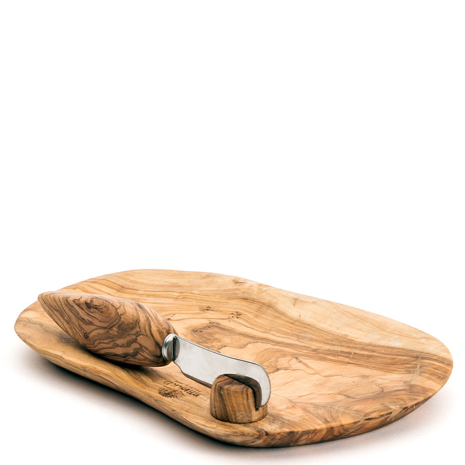 Olive Wood Butter Dish with Knife