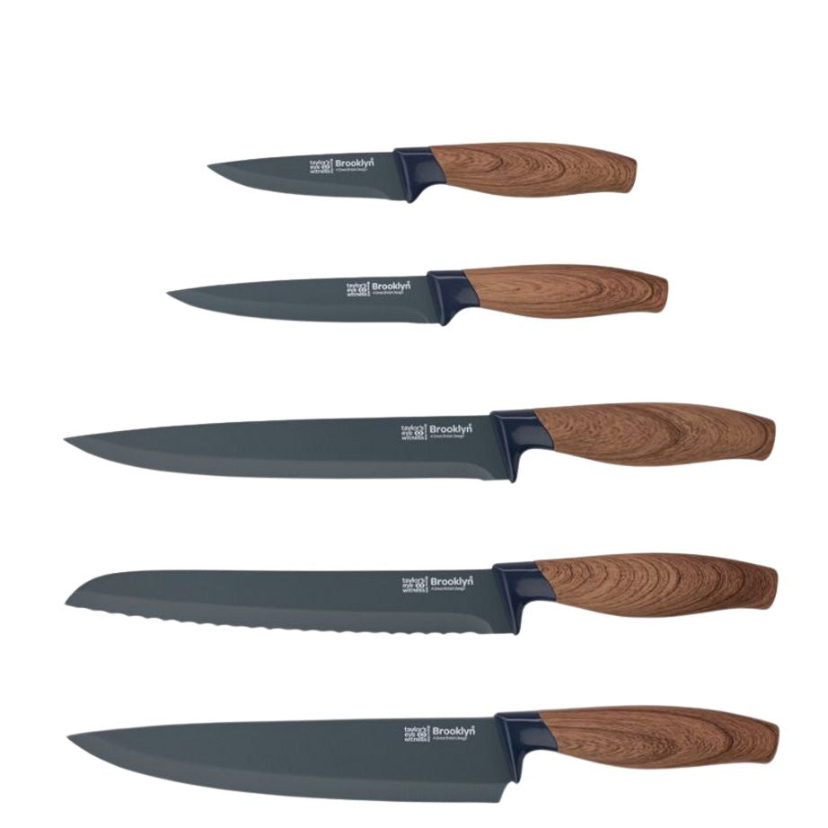 Brooklyn Walnut 5-Piece Knife Block Set