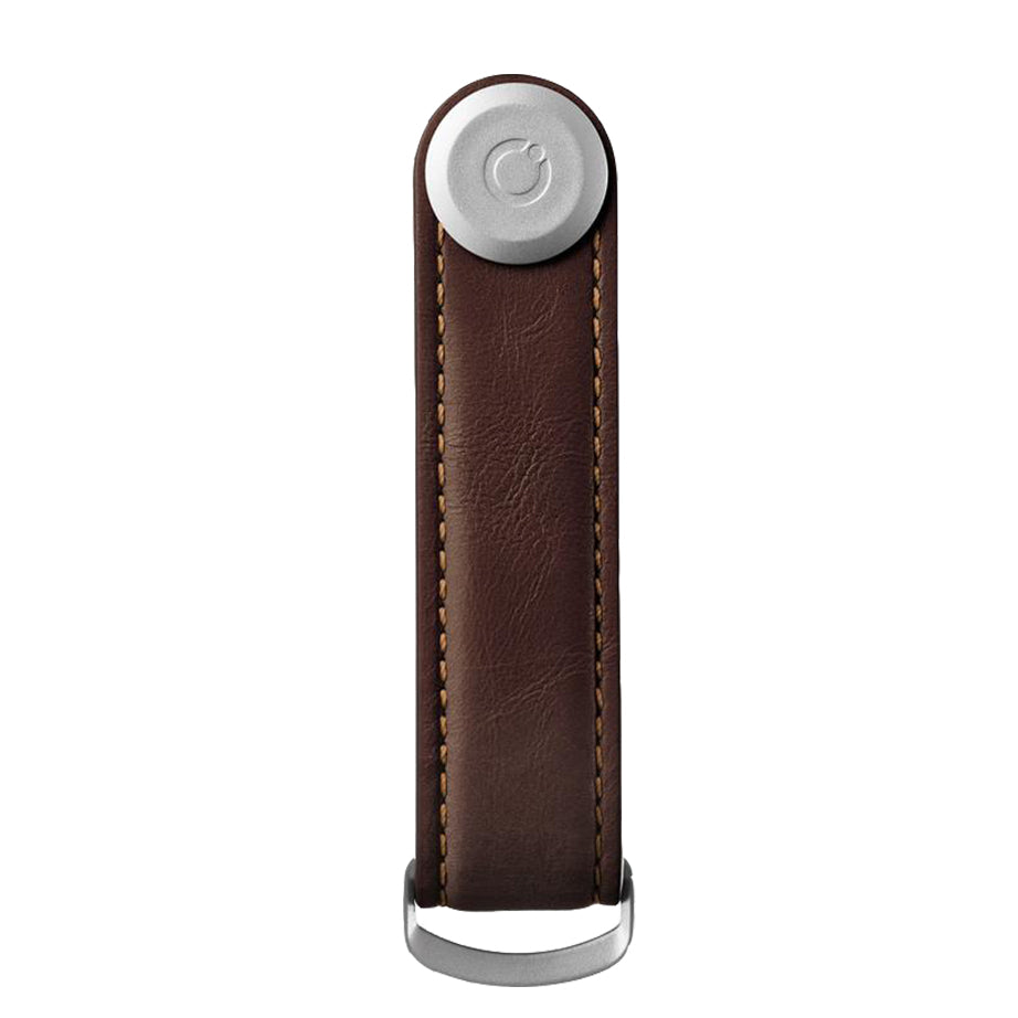 Orbitkey Leather Key Organizer Espresso with Brown Stitching
