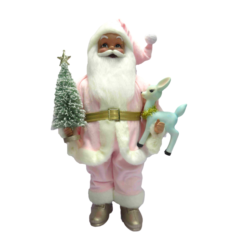 Pink Santa with Blue Deer
