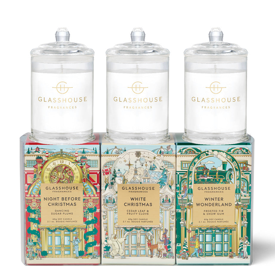 Glasshouse Holiday Candle Collection Candle Trio