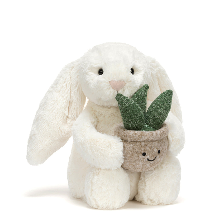 Cream Bunny with Plant