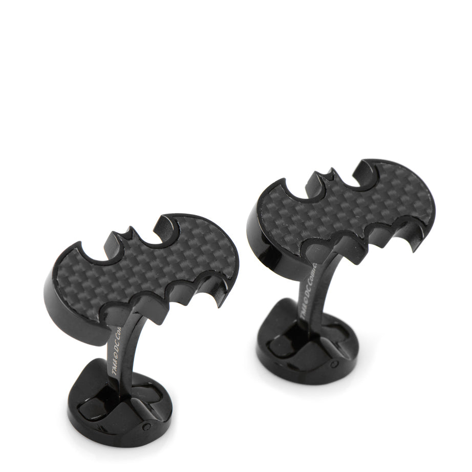 CufflinksInc Batman Cufflinks Black Plated Stainless Steel with Carbon Fibre DC-BATCF-BK