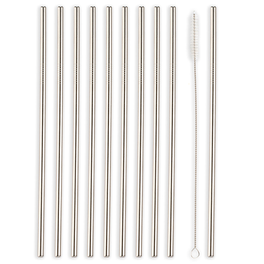 Kikkerland Stainless Steel Straws set of 10 CU268
