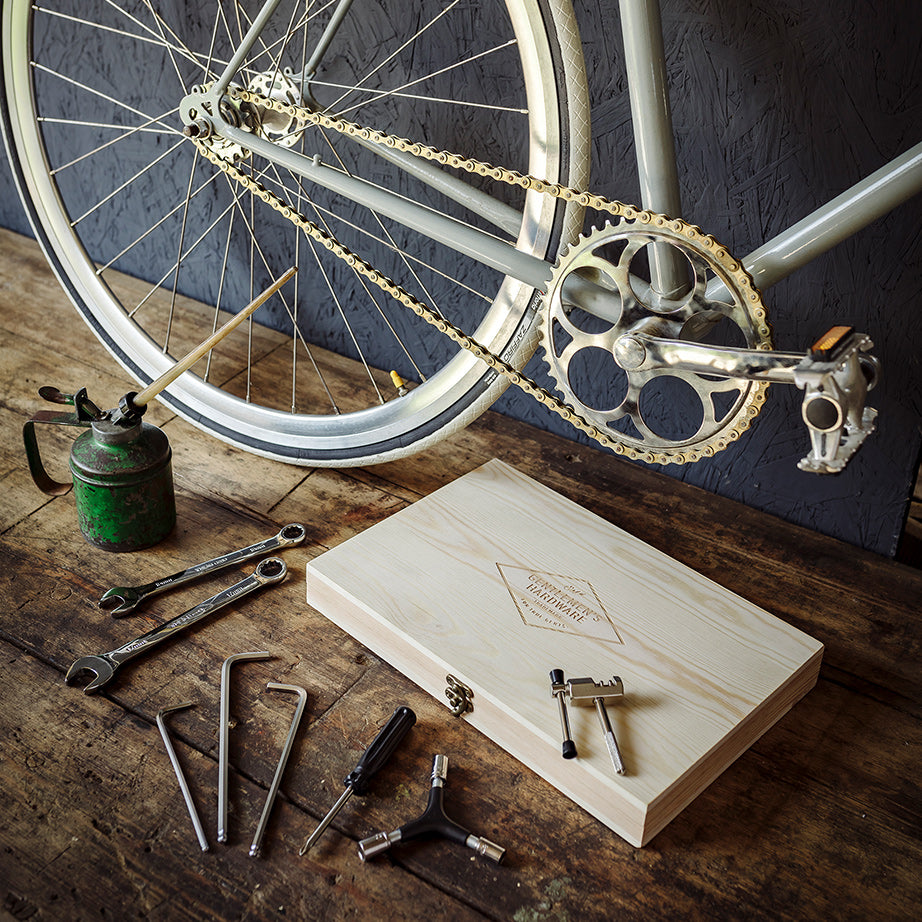 Bicycle Repair Kit with Wooden Box